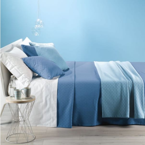 Copriletto -matrimoniale -Caleffi -di -piquet -Rodeo -Bluette