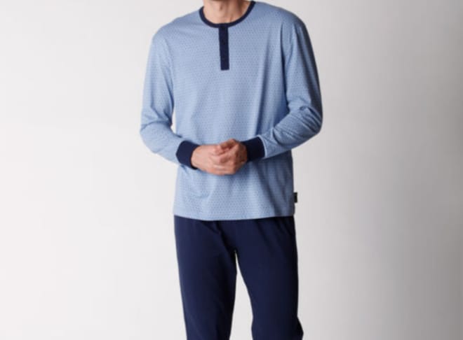 Pigiama -uomo- Lovable -Man -LO7U7 -azzurro -stampato