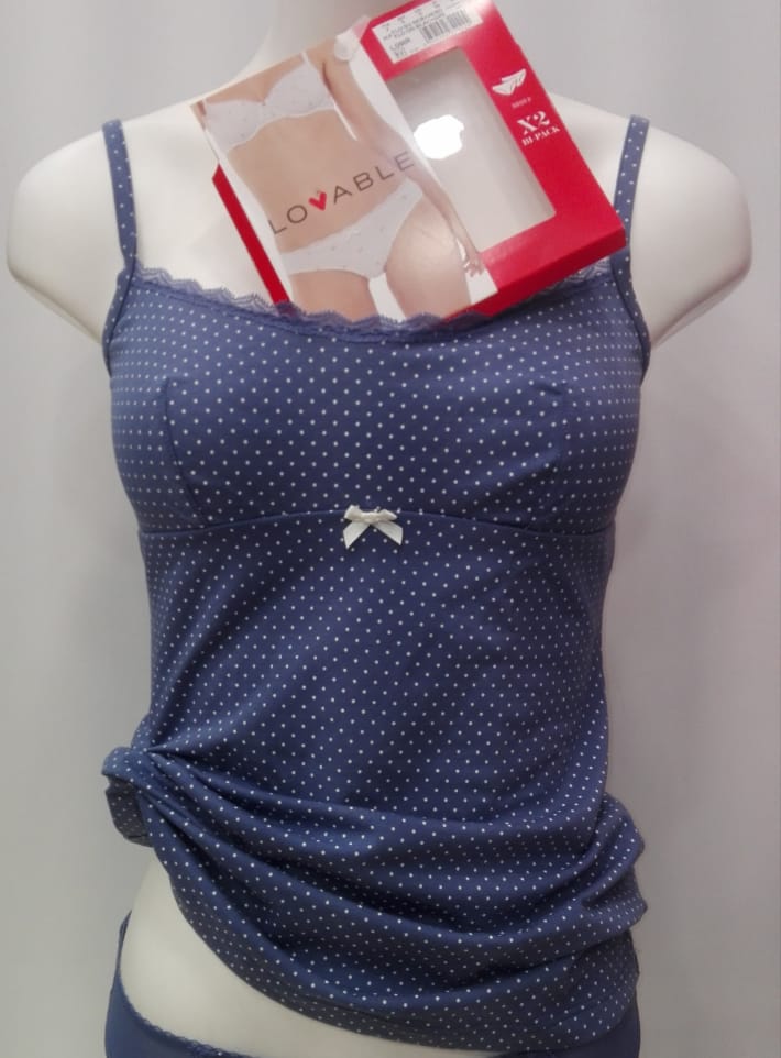 Top- Lovable -bretellina -cotton- pois -LOACG -avio