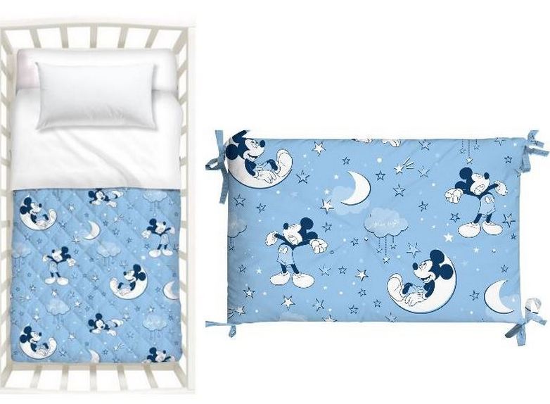 Copriletto-trapuntato-Baby-Con-Paracolpi-Mickey-Notte-Di-Stelle