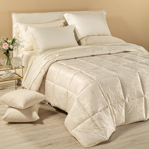 Trapunta-Matrimoniale-Caleffi-Raso-Di-Cotone-Belfiore-Beige