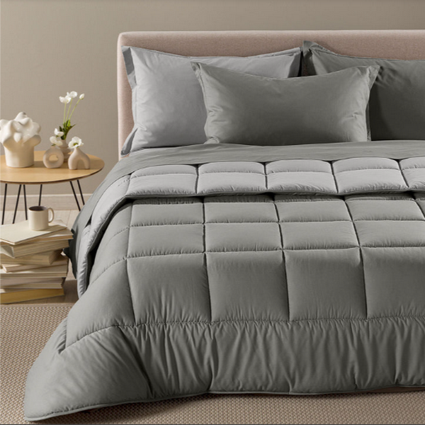 Trapunta-Matrimoniale.Caleffi-Vita-In-Cotone-Grigio